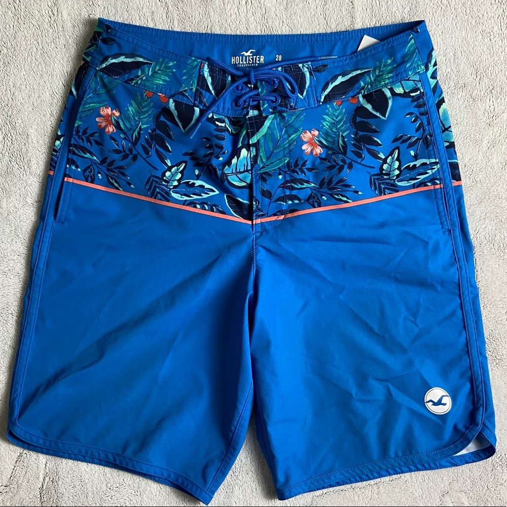 Blue Floral Hollister Swim trunks